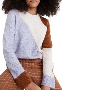 Madewell Cedarbrook‎ Colorblock Wool Blend Crewneck Pullover Boxy Crop Sweater